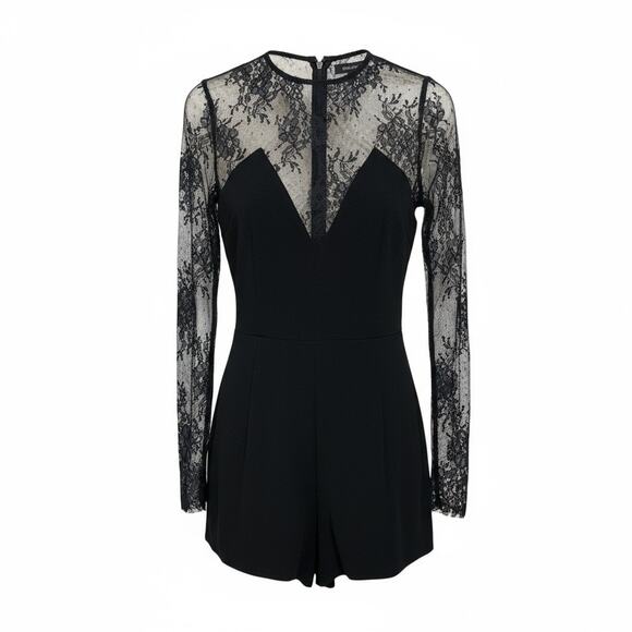 NBD X Revolve Size S Taylor Sheer Lace Sleeve Romper Black Cocktail Whimsigoth - Picture 1 of 11